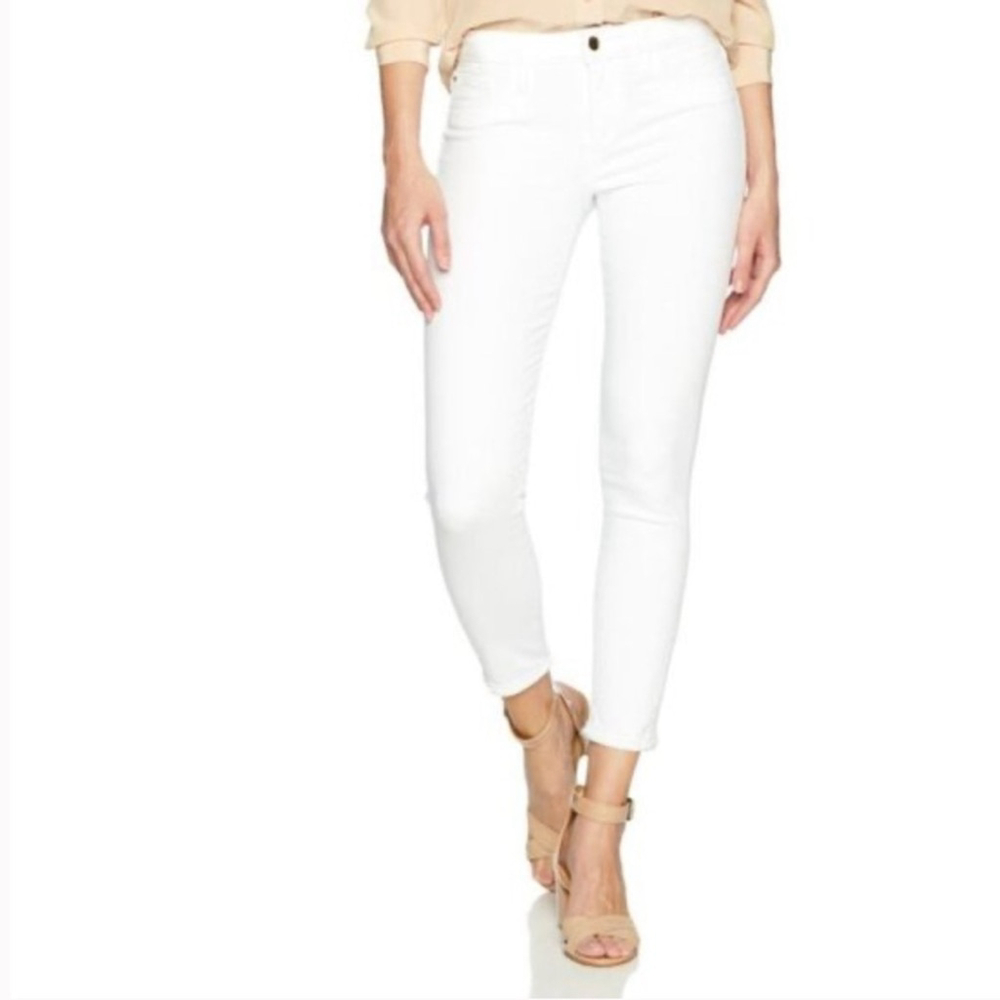 Joes Jeans Flawless The Icon Mid Rise Skinny Cropped White w/ Frayed Hem sz 25